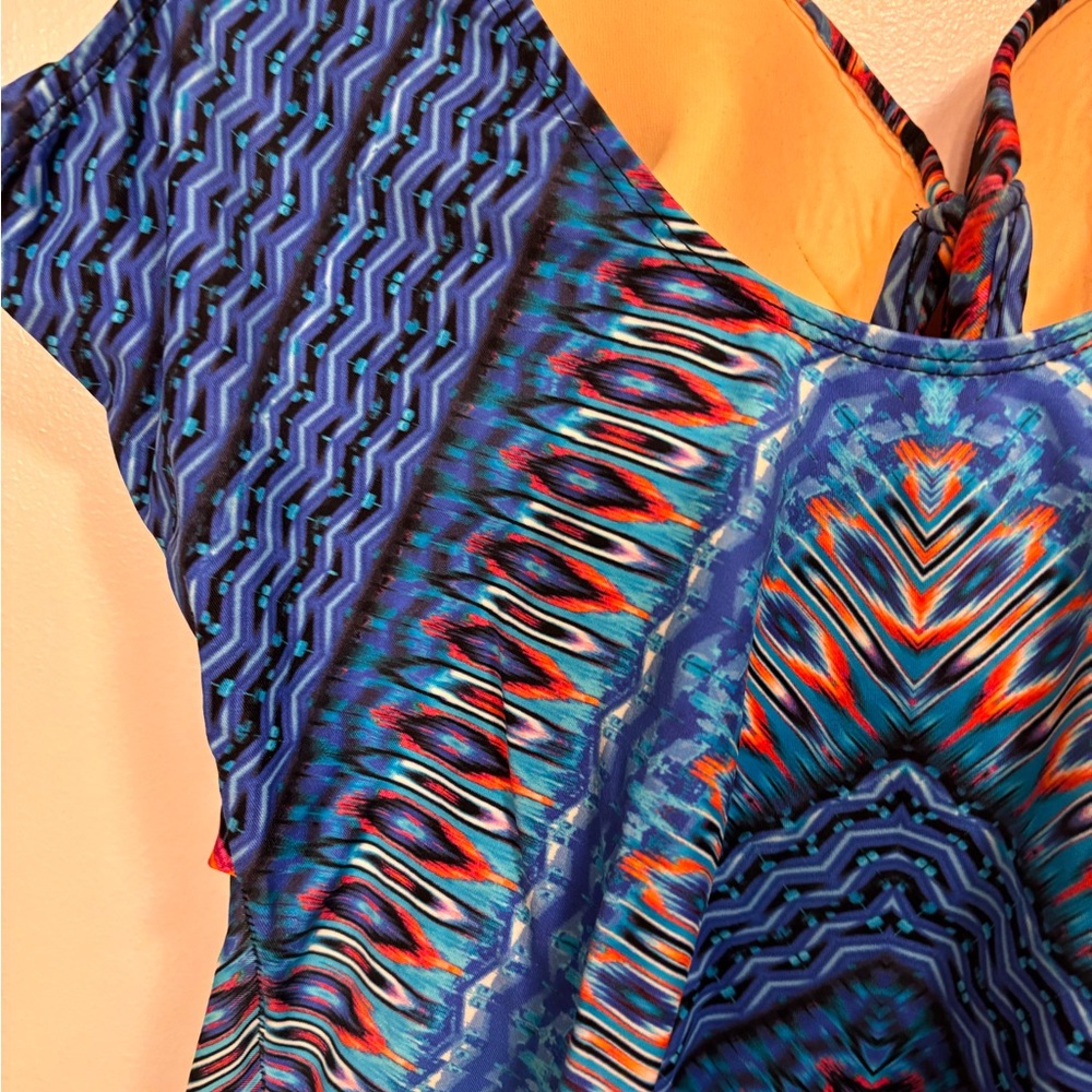 Miraclesuit Blue and Teal Patterned One-Piece Swimsuit - Picture 6 of 8